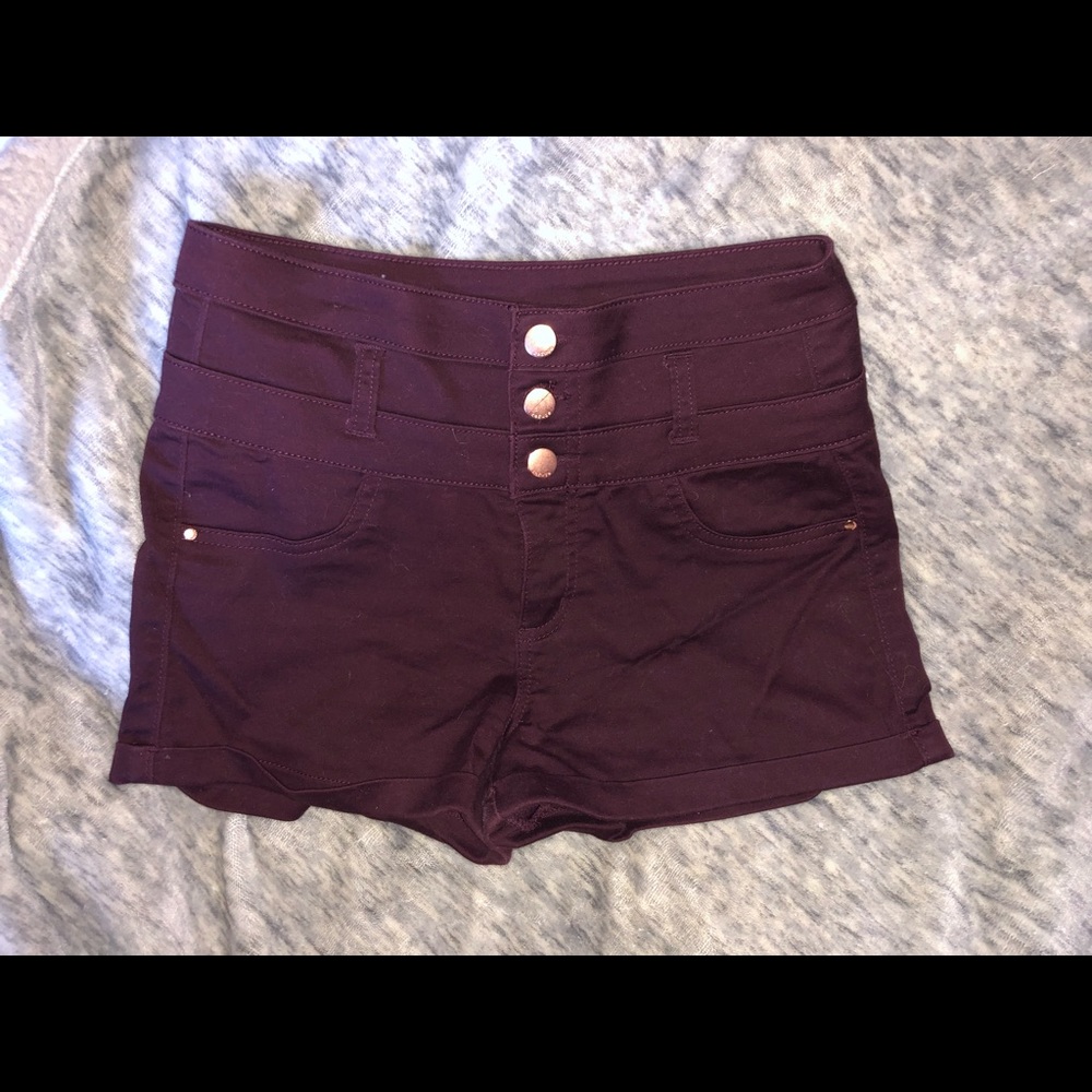 Charlotte Russe maroon high waisted shorts
